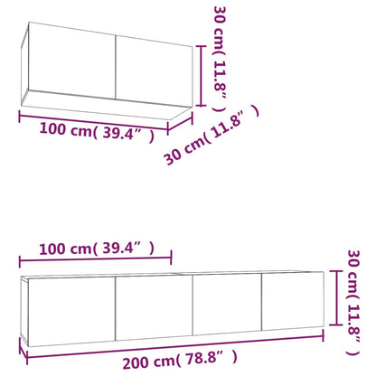 3 Piece TV Cabinet Set White Engineered Wood