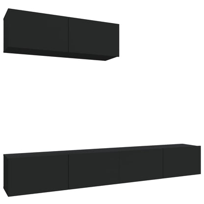 3 Piece TV Cabinet Set Black Engineered Wood