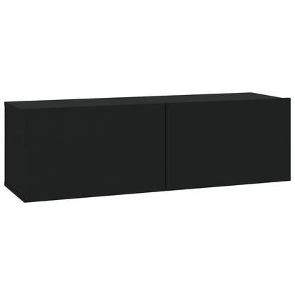 3 Piece TV Cabinet Set Black Engineered Wood