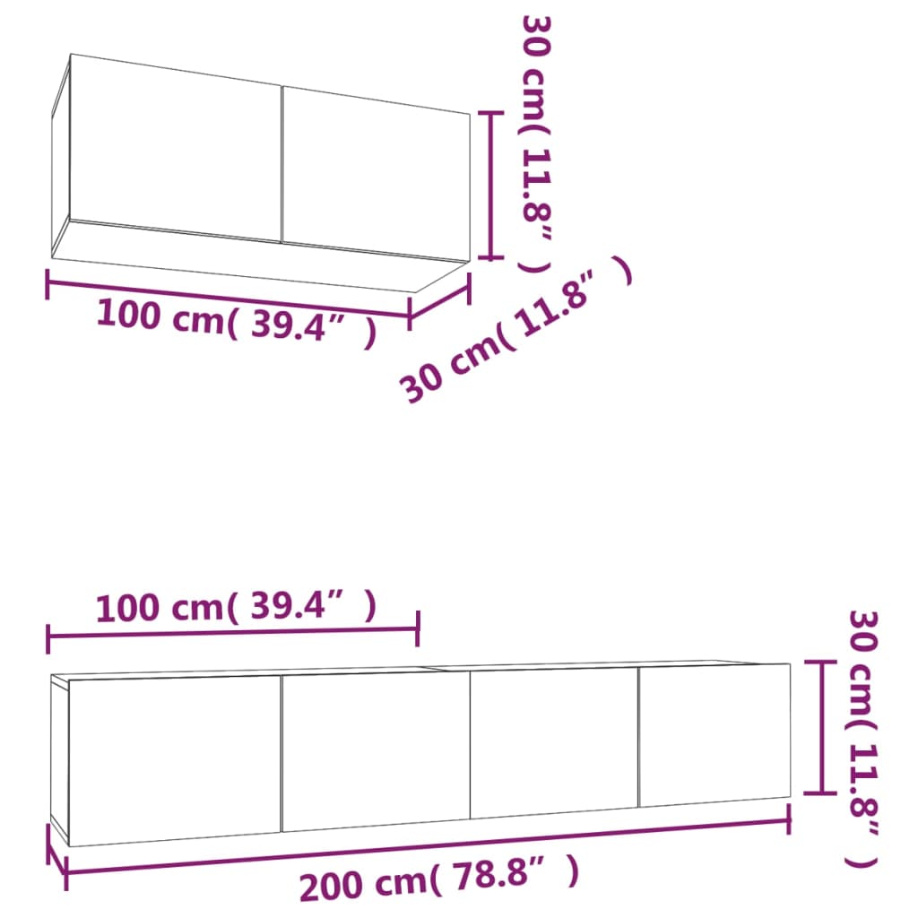 3 Piece TV Cabinet Set Concrete Grey Engineered Wood