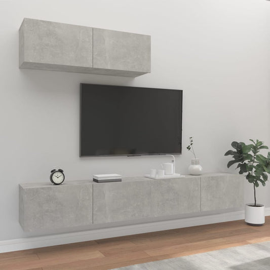 3 Piece TV Cabinet Set Concrete Grey Engineered Wood