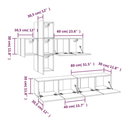 7 Piece TV Cabinet Set Smoked Oak Engineered Wood