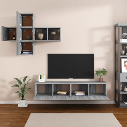 7 Piece TV Cabinet Set Grey Sonoma Engineered Wood