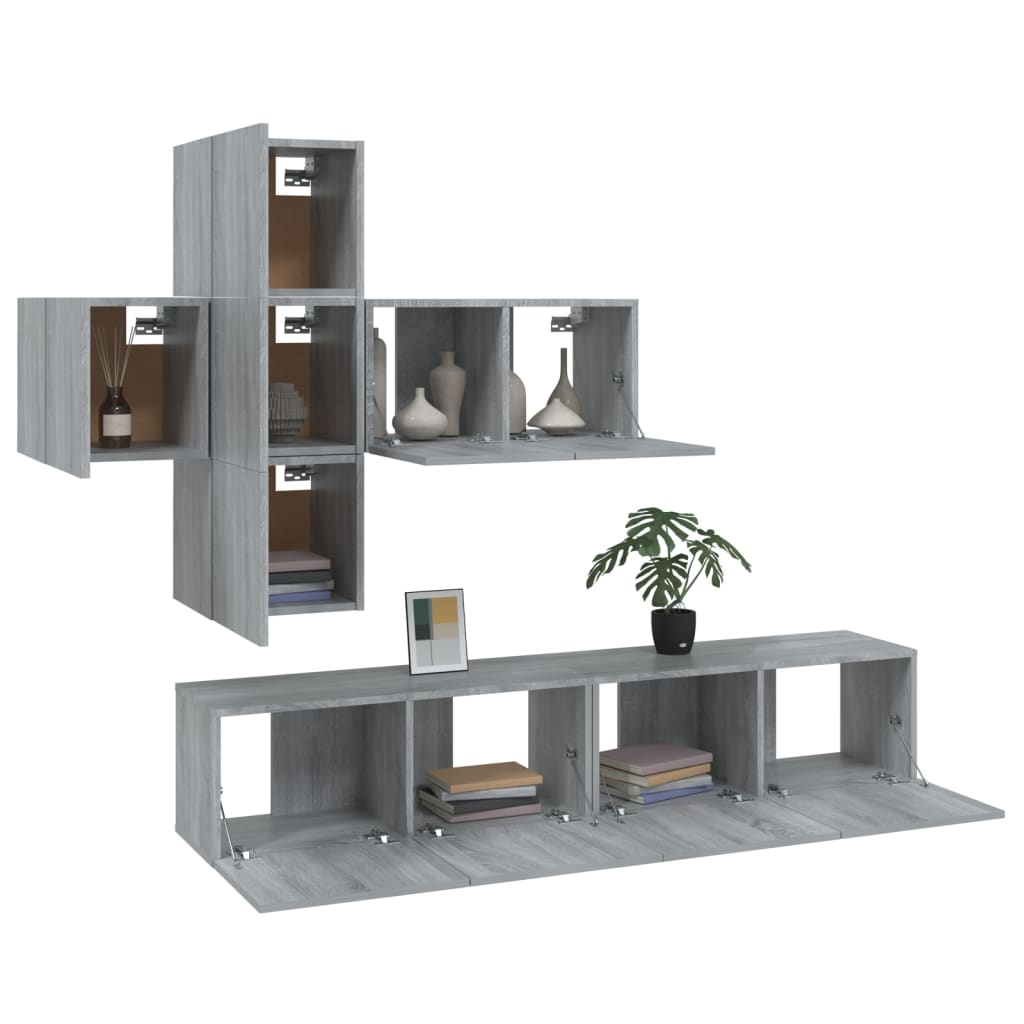 7 Piece TV Cabinet Set Grey Sonoma Engineered Wood