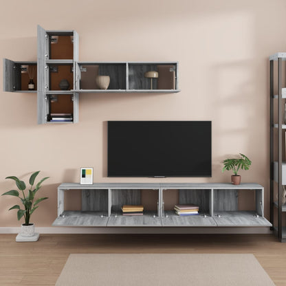 7 Piece TV Cabinet Set Grey Sonoma Engineered Wood