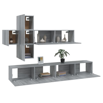 7 Piece TV Cabinet Set Grey Sonoma Engineered Wood