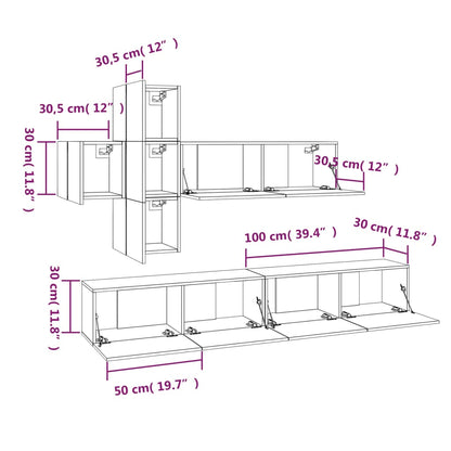 7 Piece TV Cabinet Set Grey Sonoma Engineered Wood