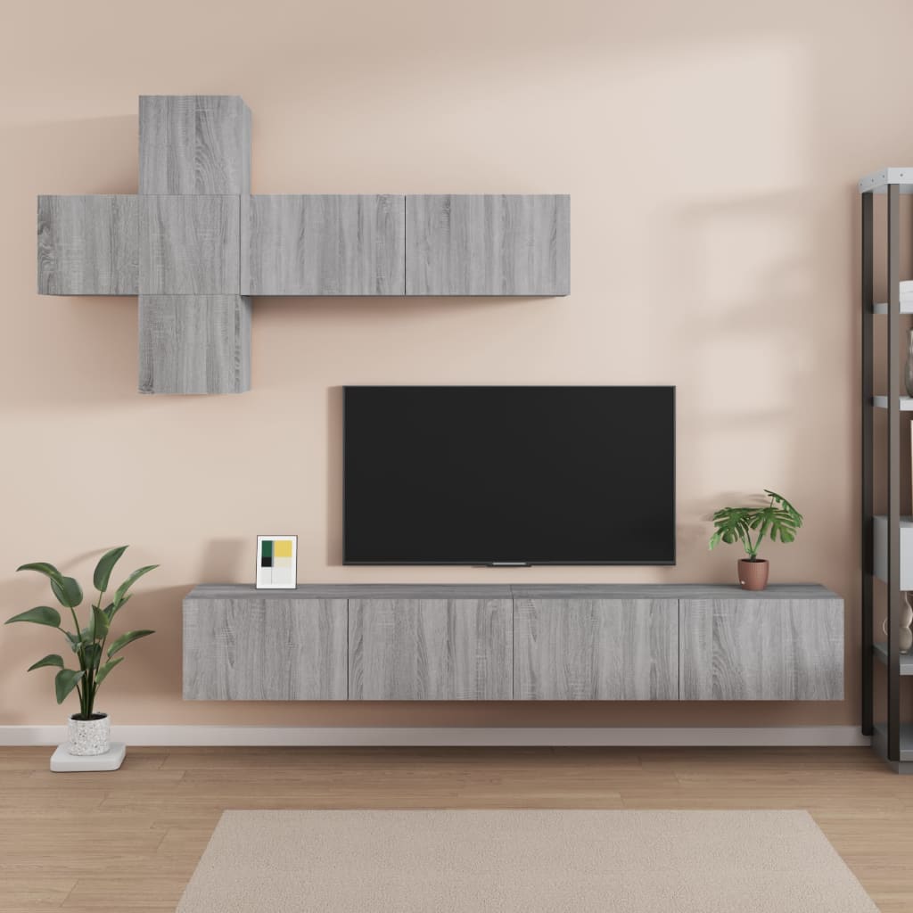 7 Piece TV Cabinet Set Grey Sonoma Engineered Wood