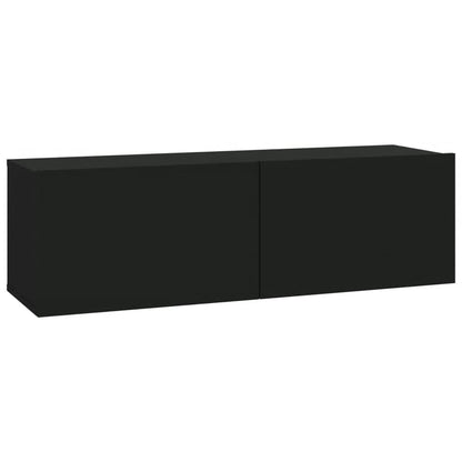 7 Piece TV Cabinet Set Black Engineered Wood