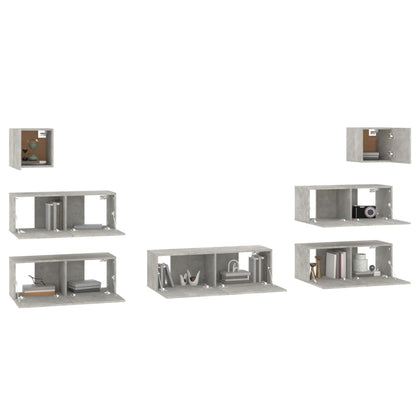 7 Piece TV Cabinet Set Concrete Grey Engineered Wood