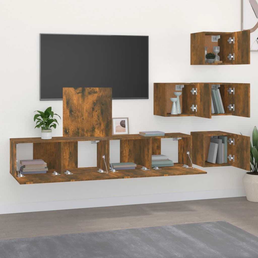 Wall-mounted TV Cabinet Smoked Oak Engineered Wood