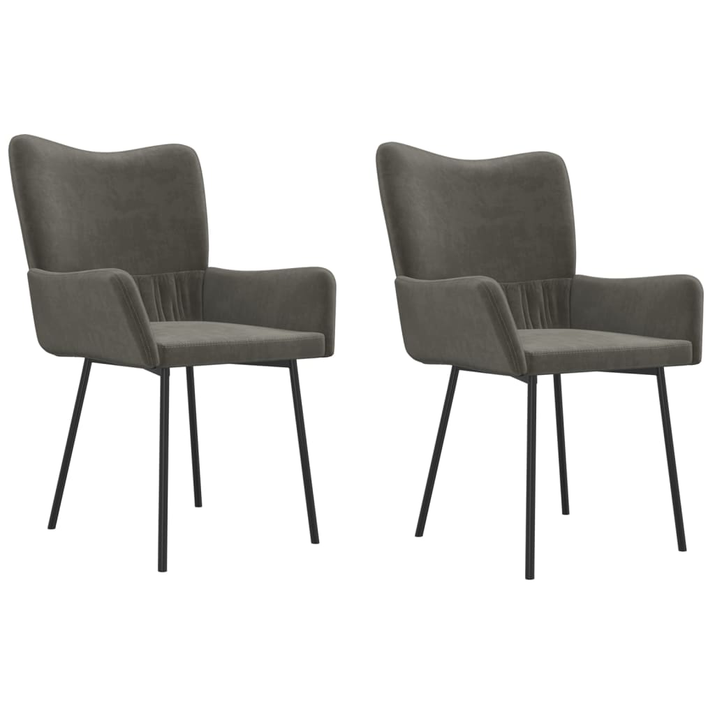 Dining Chairs 2 pcs Dark Grey Velvet