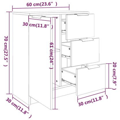 Sideboards 2 pcs Concrete Grey 60x30x70 cm Engineered Wood