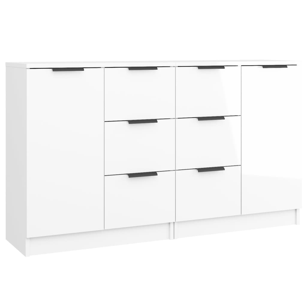 Sideboards 2 pcs High Gloss White 60x30x70 cm Engineered Wood