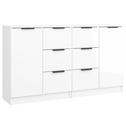 Sideboards 2 pcs High Gloss White 60x30x70 cm Engineered Wood