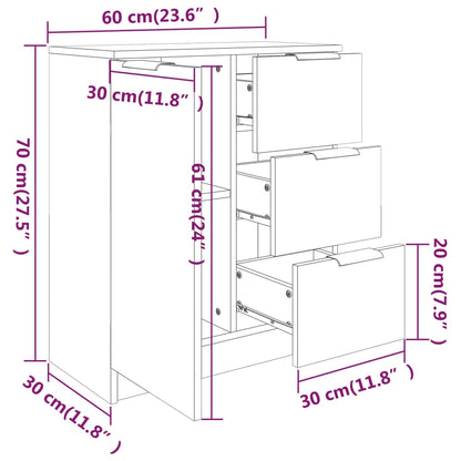 Sideboards 2 pcs High Gloss White 60x30x70 cm Engineered Wood