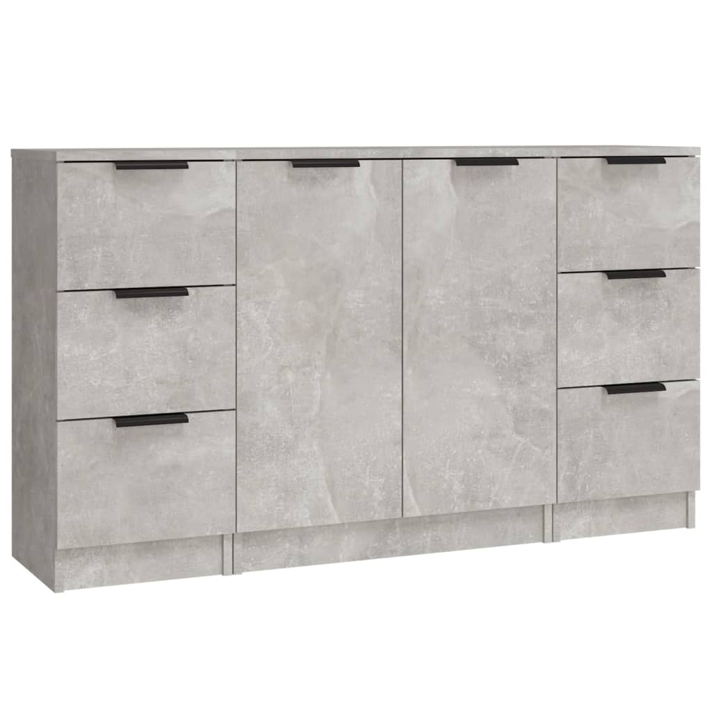 Sideboards 3 pcs Concrete Grey Engineered Wood