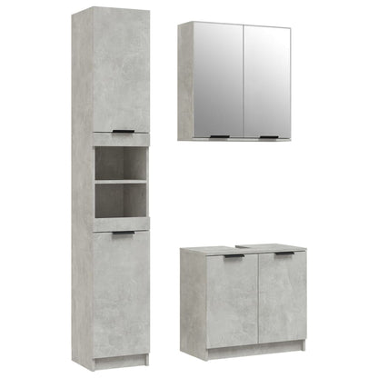 3 Piece Bathroom Cabinet Set Concrete Grey Engineered Wood