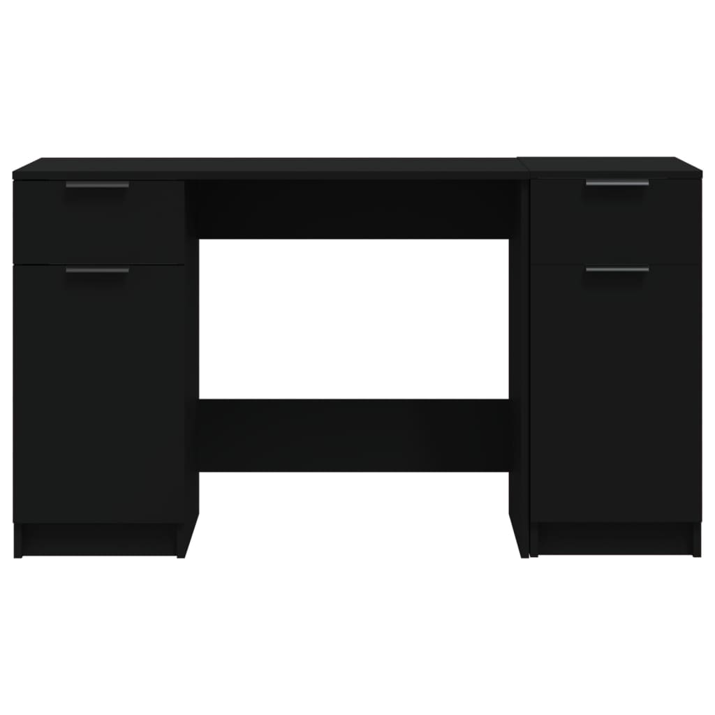 Desk with Side Cabinet Black Engineered Wood
