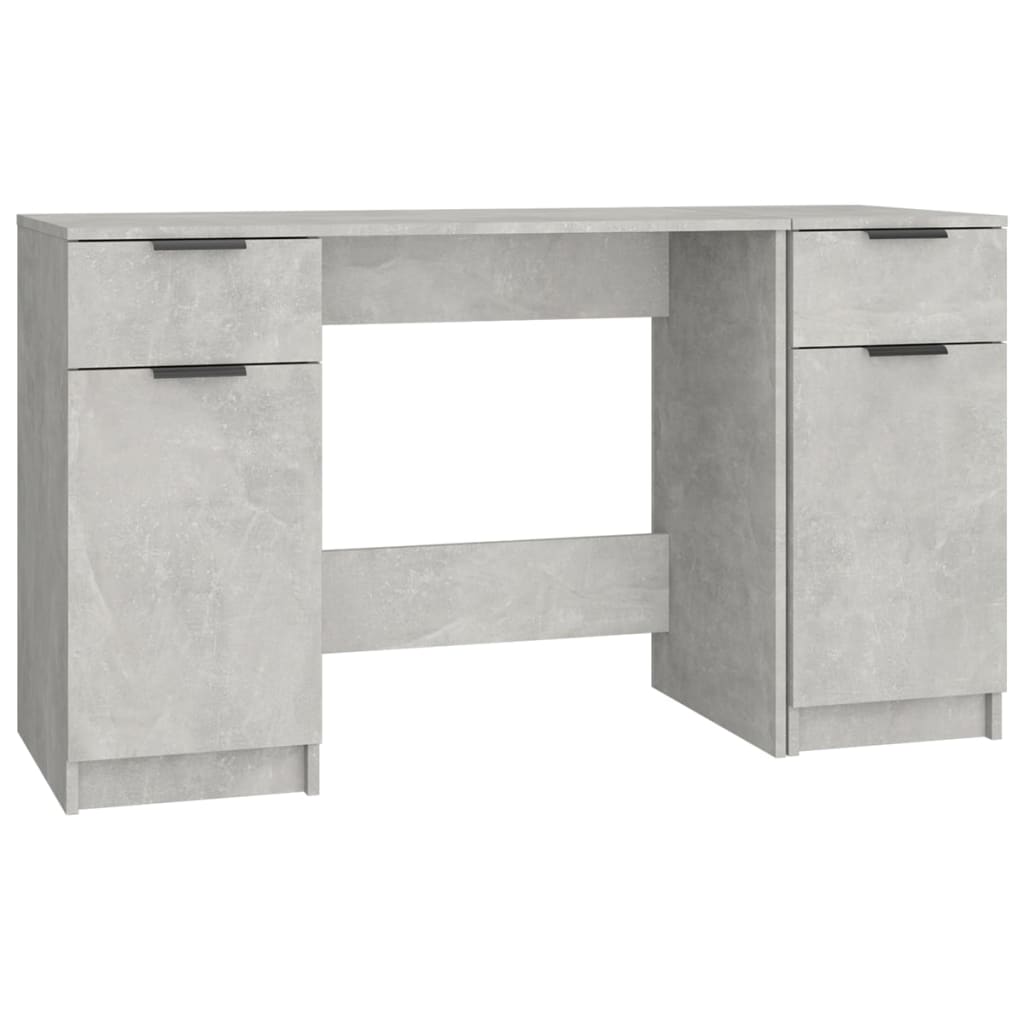 Desk with Side Cabinet Concrete Grey Engineered Wood