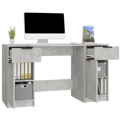 Desk with Side Cabinet Concrete Grey Engineered Wood