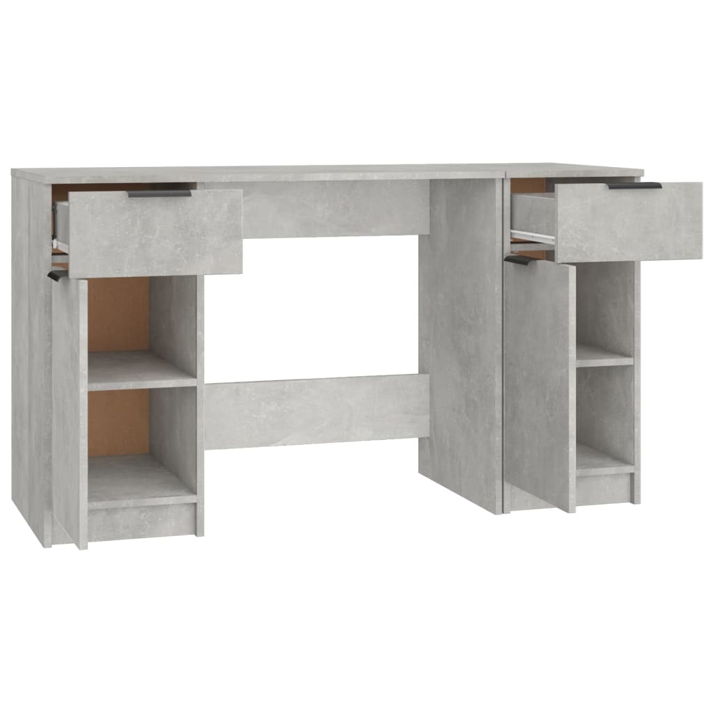 Desk with Side Cabinet Concrete Grey Engineered Wood