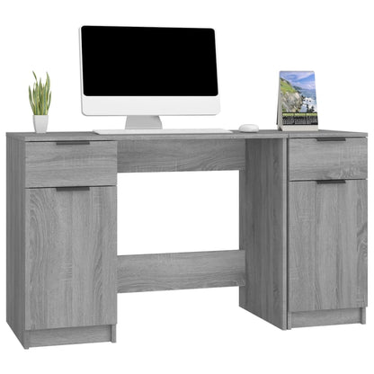 Desk with Side Cabinet Grey Sonoma Engineered Wood