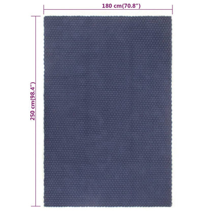 Rug Rectangular Navy Blue 180x250 cm Cotton