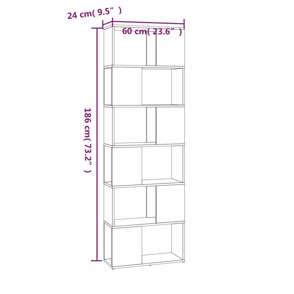 Book Cabinet/Room Divider Smoked Oak 60x24x186 cm