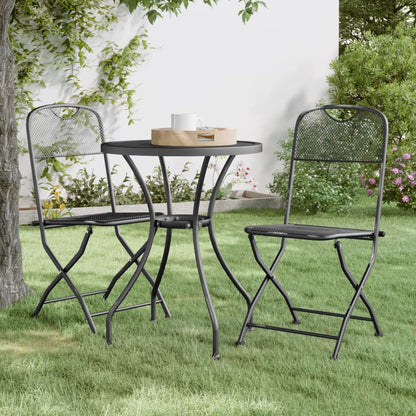 3 Piece Garden Dining Set Expanded Metal Mesh Anthracite