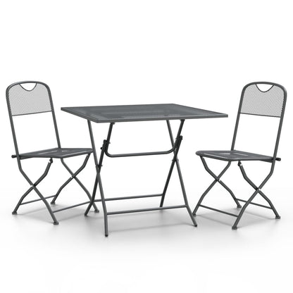 3 Piece Garden Dining Set Expanded Metal Mesh Anthracite