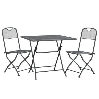 3 Piece Garden Dining Set Expanded Metal Mesh Anthracite