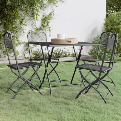 5 Piece Garden Dining Set Expanded Metal Mesh Anthracite