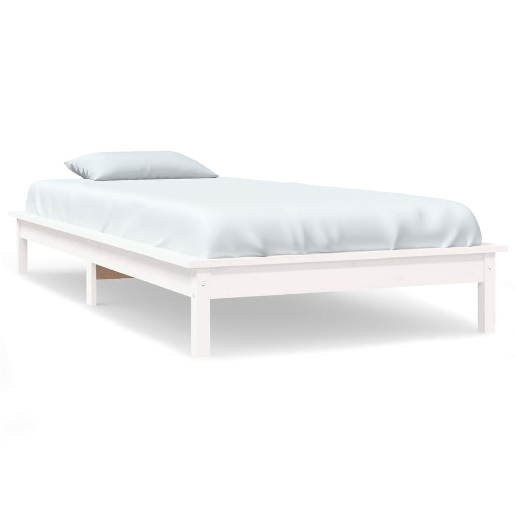 Bed Frame without Mattress White Single Solid Wood