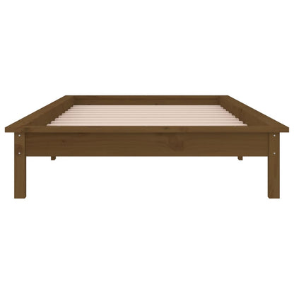 LED Bed Frame without Mattress Honey Brown 100x200 cm Solid Wood