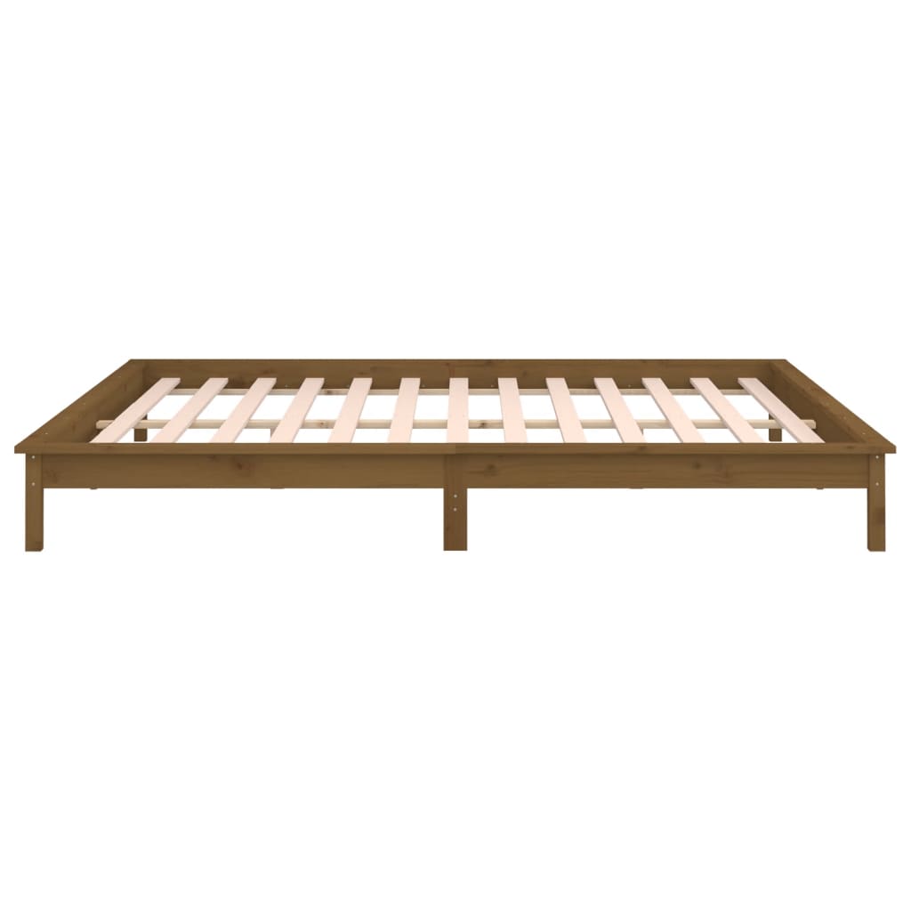 LED Bed Frame without Mattress Honey Brown 200x200 cm Solid Wood