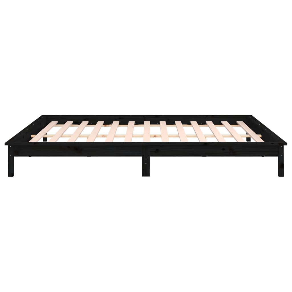 LED Bed Frame without Mattress Black 200x200 cm Solid Wood