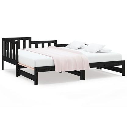 Pull-out Day Bed without Mattress Black 2x cm Solid Wood Pine