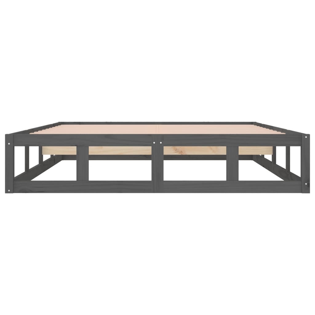 Bed Frame without Mattress Grey 150x200 cm King Size King Size Solid Wood