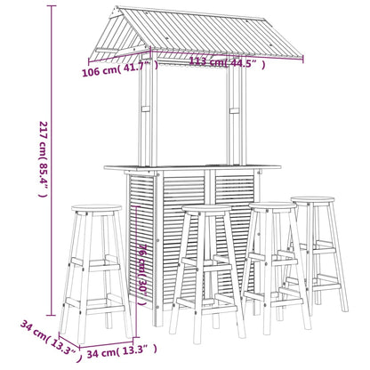 5 Piece Garden Bar Set Solid Wood Acacia