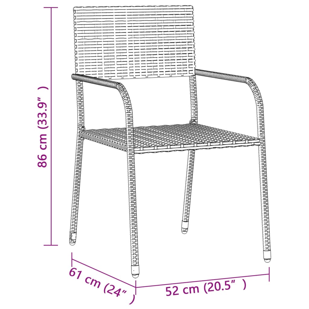 3 Piece Outdoor Dining Set Poly Rattan Black