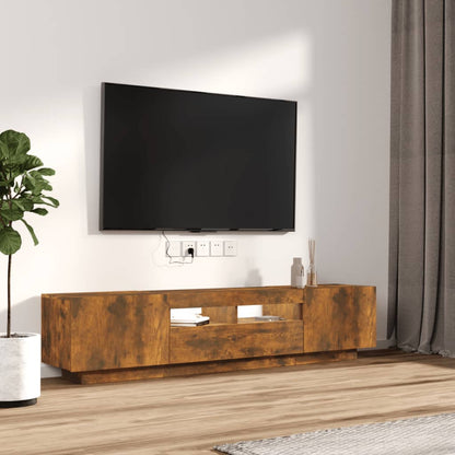 2 Piece TV Cabinet Set with LED Lights Smoked Oak Engineered Wood