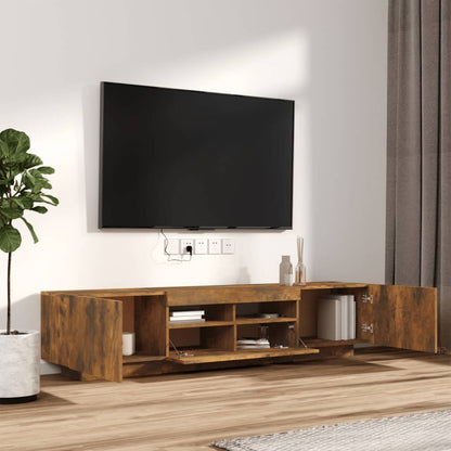 2 Piece TV Cabinet Set with LED Lights Smoked Oak Engineered Wood