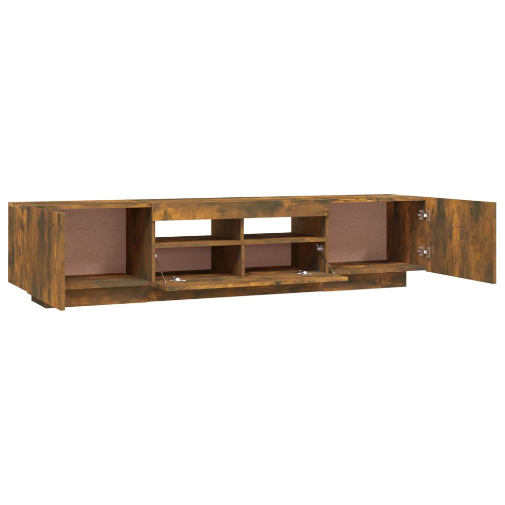 2 Piece TV Cabinet Set with LED Lights Smoked Oak Engineered Wood