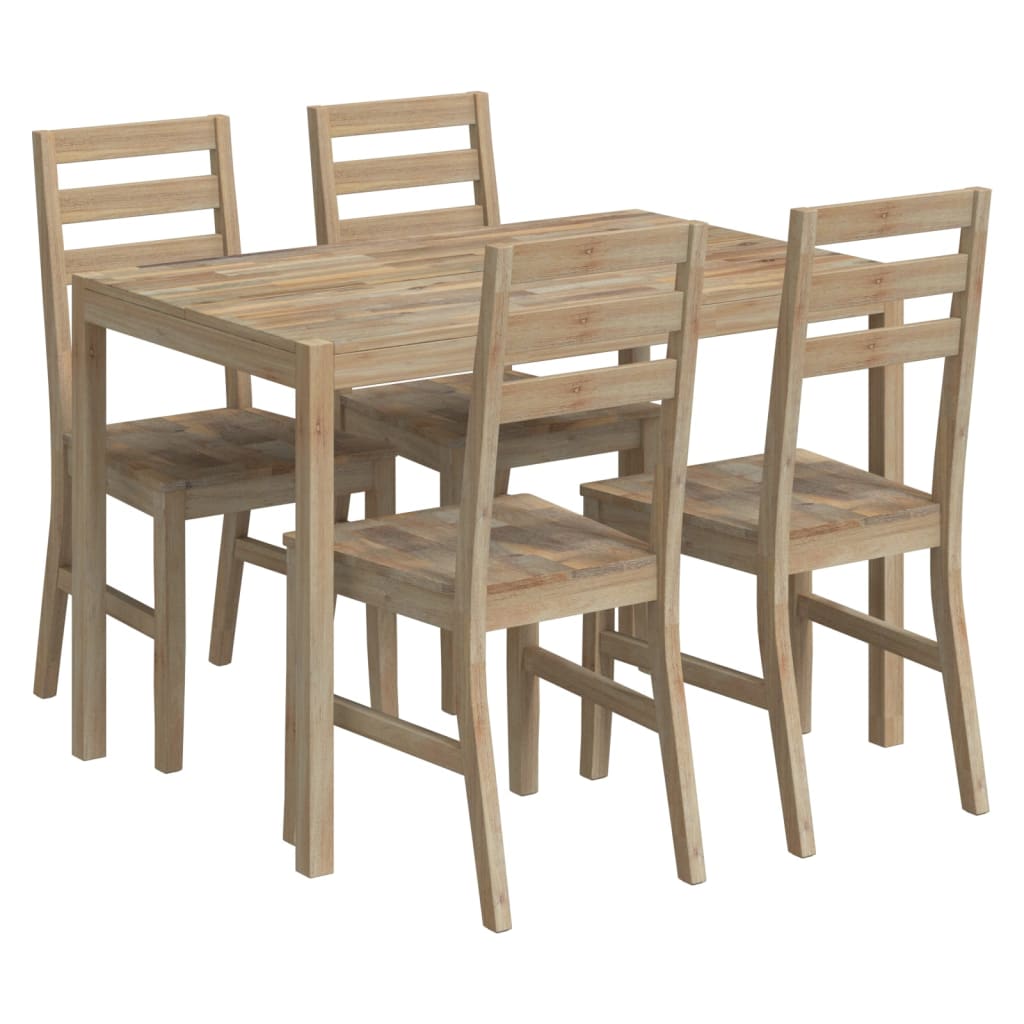 5 Piece Dining Set Solid Wood Acacia