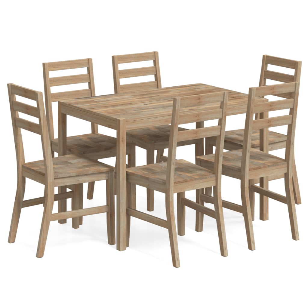 7 Piece Dining Set Solid Wood Acacia