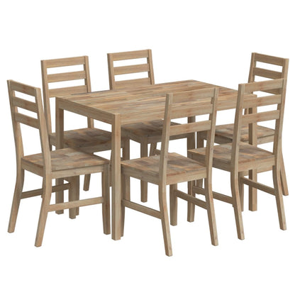 7 Piece Dining Set Solid Wood Acacia