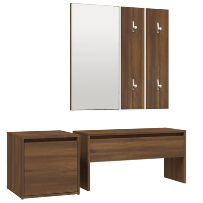 Hallway Furniture Set Brown Oak Engineered Wood