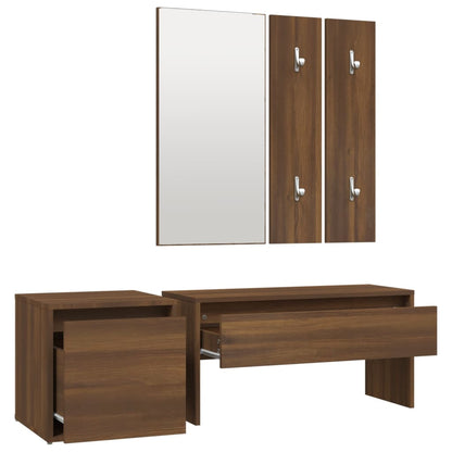 Hallway Furniture Set Brown Oak Engineered Wood