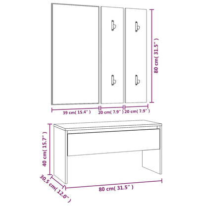 Hallway Furniture Set Smoked Oak Engineered Wood